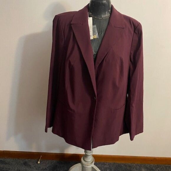 Lane Bryant "The Bryant Blazer" Maroon 1 button Sexy Stretch blazer, size 18 - Picture 1 of 3
